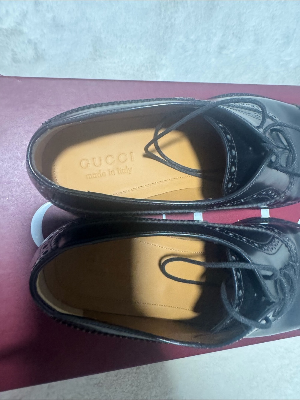 Gucci Black Brogue Men's Oxfords - Picture 8 of 11